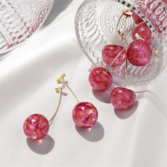 Cherry Blossom Dangle Drop Womans Earrings - Picture 4 of 4